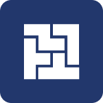 Biały, geometryczny wzór przypominający przeplatany labirynt na granatowym tle.