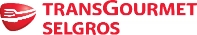 Logo Transgourmet Selgros z czerwonym symbolem na białym tle obok czerwonego napisu.